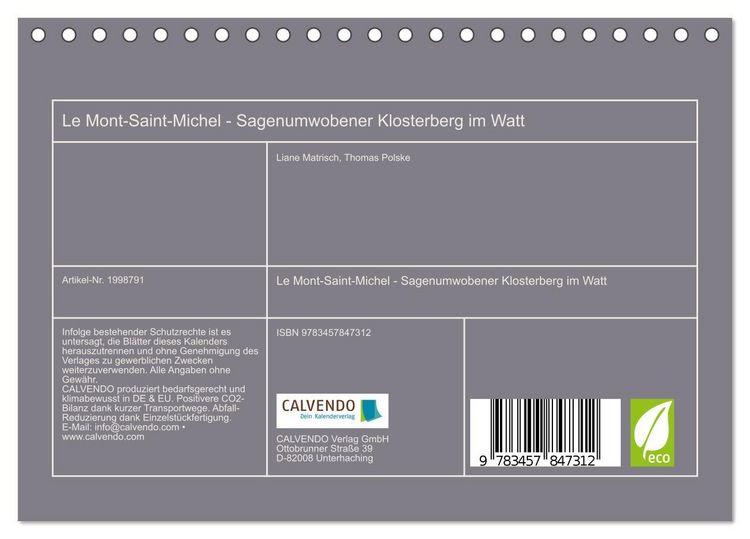 Produktbild: Le Mont-Saint-Michel - Sagenumwobener Klosterberg im Watt (Tischkalender 2026 DIN A5 quer), CALVENDO Monatskalender