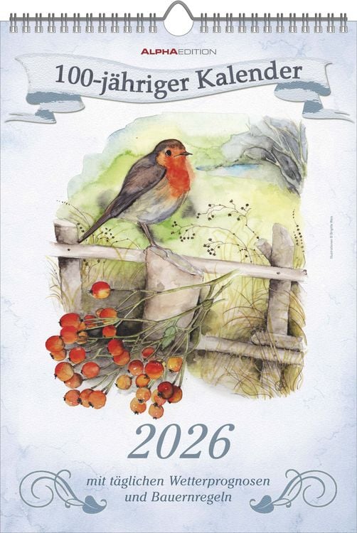 Bild vom Artikel 100-jähriger Kalender 2026 - Bildkalender 23,7x34 cm - mit Wetterprognosen, Bauernregeln und liebevollen Illustrationen - Wandkalender - Alpha Edition vom Autor Alpha Edition
