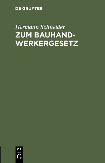 Produktbild: Zum Bauhandwerkergesetz