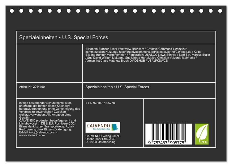 Produktbild: Spezialeinheiten &bull; U.S. Special Forces (Tischkalender 2026 DIN A5 quer), CALVENDO Monatskalender