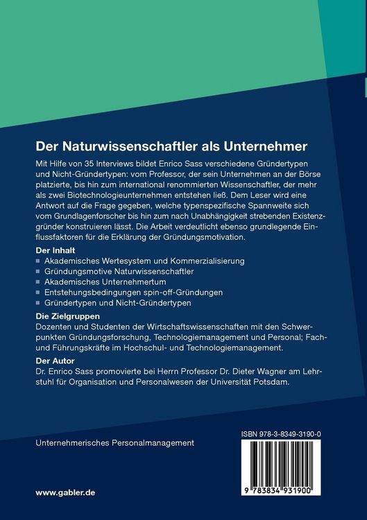 Produktbild: Der Naturwissenschaftler als Unternehmer