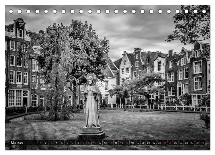 Produktbild: AMSTERDAM Stadtherz in Monochrom (Tischkalender 2026 DIN A5 quer), CALVENDO Monatskalender