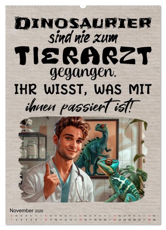 Produktbild: Tierarztspr&uuml;che (Wandkalender 2026 DIN A2 hoch), CALVENDO Monatskalender