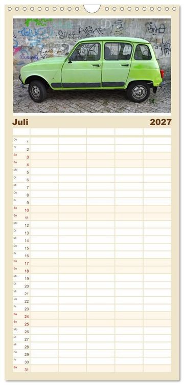 Produktbild: Familienplaner 2027 - Kultauto aus Frankreich - Renault 4 mit 5 Spalten (Wandkalender, 21 x 45 cm) CALVENDO