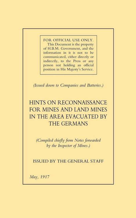 Produktbild: Hints On Reconnaissance For Mines and Land Mines in The Area Evacuated By The Germans
