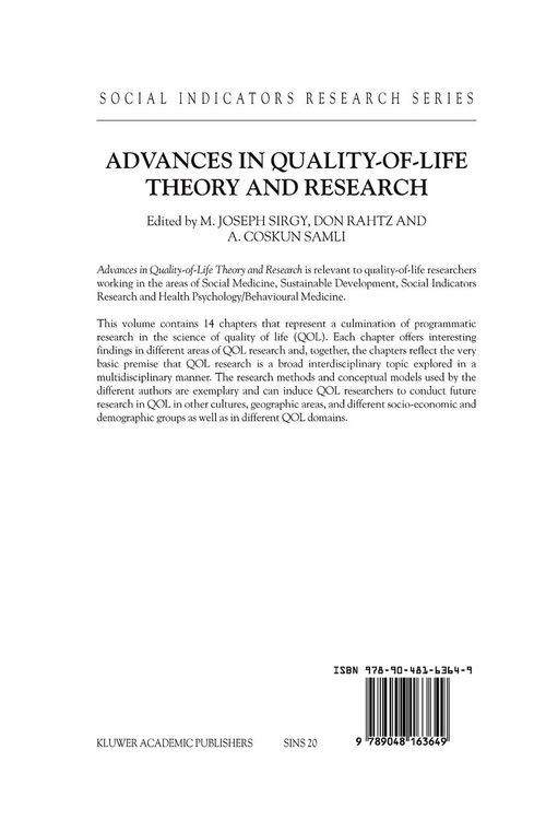 Produktbild: Advances in Quality-of-Life Theory and Research