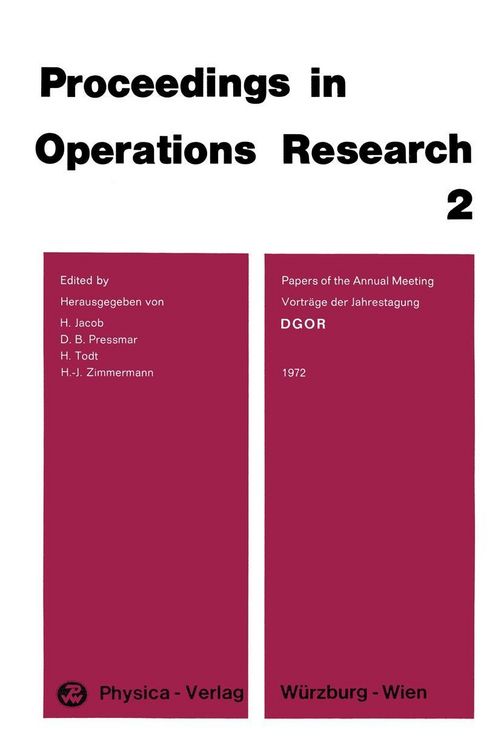 Produktbild: Vortr&auml;ge der Jahrestagung 1972 DGOR / Papers of the Annual Meeting 1972