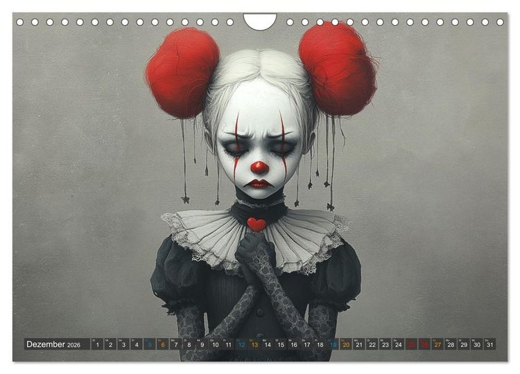 Produktbild: Clowniversum - Wo die Masken Geschichten erz&auml;hlen (Wandkalender 2026 DIN A4 quer), CALVENDO Monatskalender