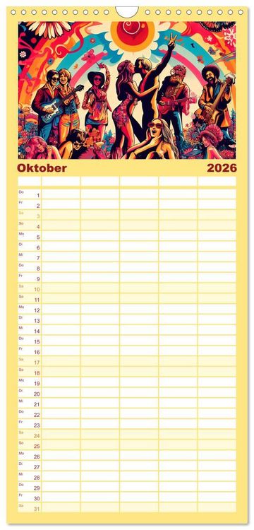 Produktbild: Familienplaner 2026 - Psychodelic Art mit 5 Spalten (Wandkalender, 21 x 45 cm) CALVENDO