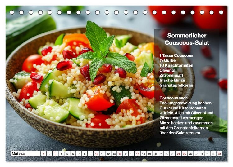 Produktbild: Veganes Soulfood - Leichte vegan Rezepte f&uuml;r jeden Monat (Tischkalender 2026 DIN A5 quer), CALVENDO Monatskalender