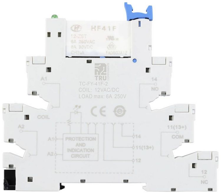 Produktbild: TRU COMPONENTS TC-FY-41F-2 12V Industrierelais Nennspannung: 12 V/DC, 12 V/AC Schaltstrom (max.): 6 A 1 &Ouml;ffner, 1 Schlie&szlig;er 1 St.