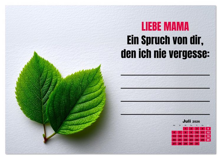 Produktbild: Kalender f&uuml;r Mamas - Was ich dir sagen will (Wandkalender 2026 DIN A3 quer), CALVENDO Monatskalender