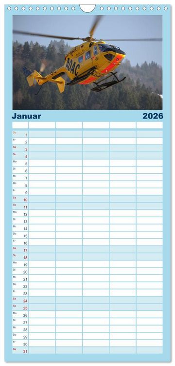 Produktbild: Familienplaner 2026 - Helikopter in der Luft mit 5 Spalten (Wandkalender, 21 x 45 cm) CALVENDO