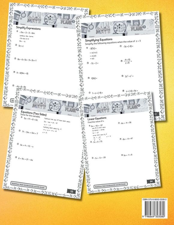 Produktbild: MathFlare - Math Workbook 8th and 9th Grade