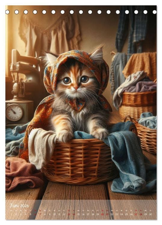 Produktbild: Katzen im Boho-Look - Ein Jahr voller Vielfalt und Charme mit niedlichen Samtpfoten (Tischkalender 2026 DIN A5 hoch), CALVENDO Monatskalender