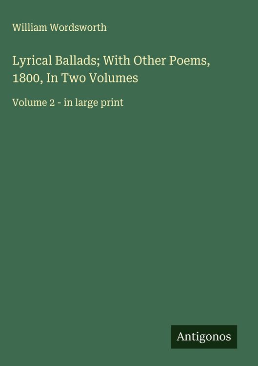 Produktbild: Lyrical Ballads; With Other Poems, 1800, In Two Volumes
