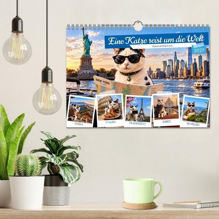 Produktbild: Eine Katze reist um die Welt (Wandkalender 2027 DIN A4 quer), CALVENDO Monatskalender