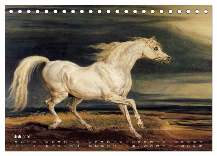 Produktbild: Pferde-&Ouml;lgem&auml;lde - Die Kunst der alten Meister (Tischkalender 2026 DIN A5 quer), CALVENDO Monatskalender