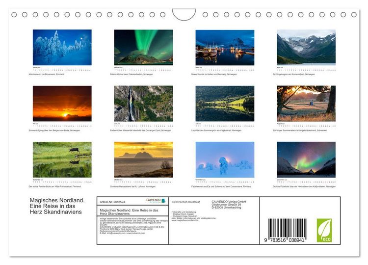 Produktbild: Magisches Nordland. Eine Reise in das Herz Skandinaviens (Wandkalender 2026 DIN A4 quer), CALVENDO Monatskalender