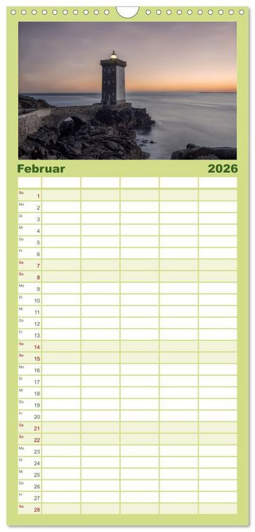 Produktbild: Familienplaner 2026 - Wilde Bretagne mit 5 Spalten (Wandkalender, 21 x 45 cm) CALVENDO
