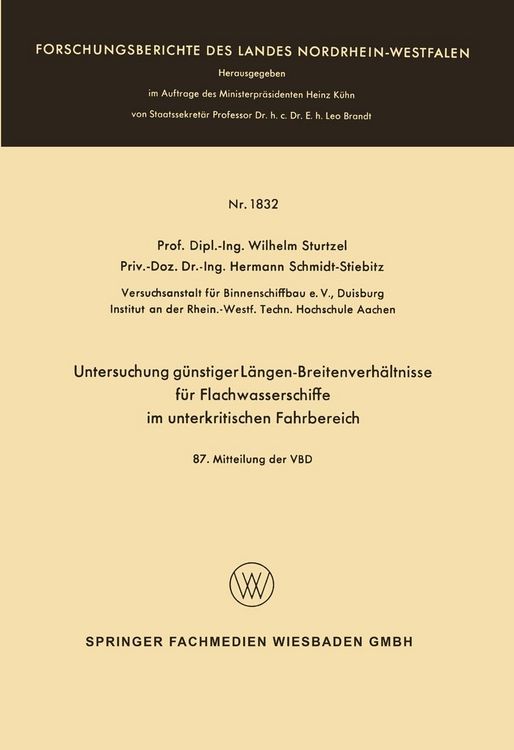Produktbild: Untersuchung g&uuml;nstiger L&auml;ngen-Breitenverh&auml;ltnisse f&uuml;r Flachwasserschiffe im unterkritischen Fahrbereich