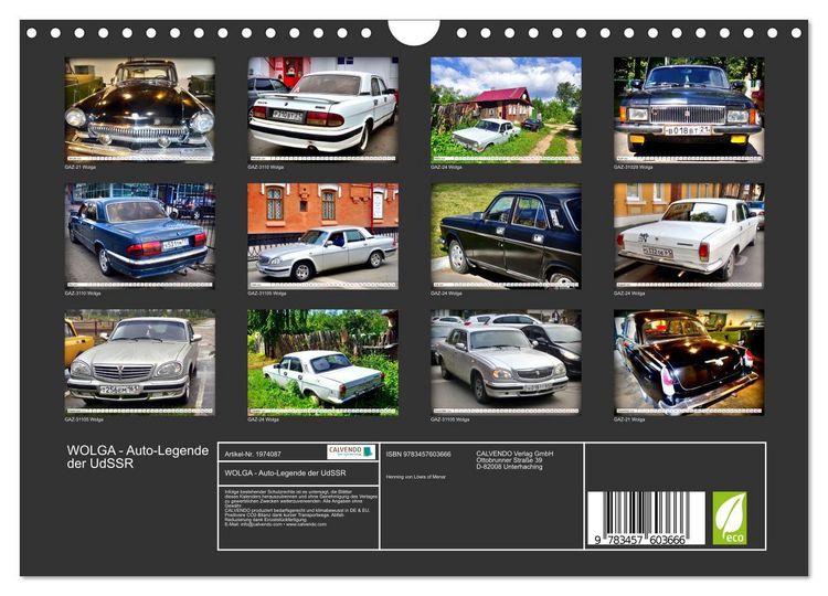Produktbild: WOLGA - Auto-Legende der UdSSR (Wandkalender 2026 DIN A4 quer), CALVENDO Monatskalender
