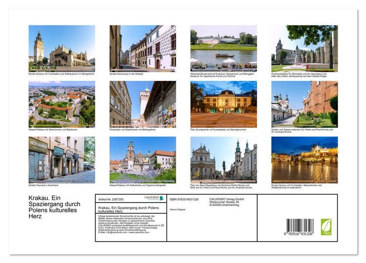 Produktbild: Krakau. Ein Spaziergang durch Polens kulturelles Herz (hochwertiger Premium Wandkalender 2026 DIN A2 quer), Kunstdruck in Hochglanz