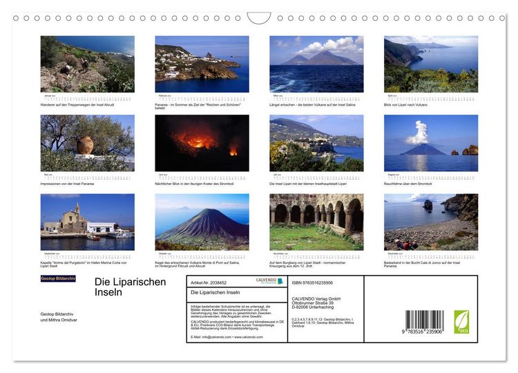 Produktbild: Die Liparischen Inseln (Wandkalender 2026 DIN A3 quer), CALVENDO Monatskalender