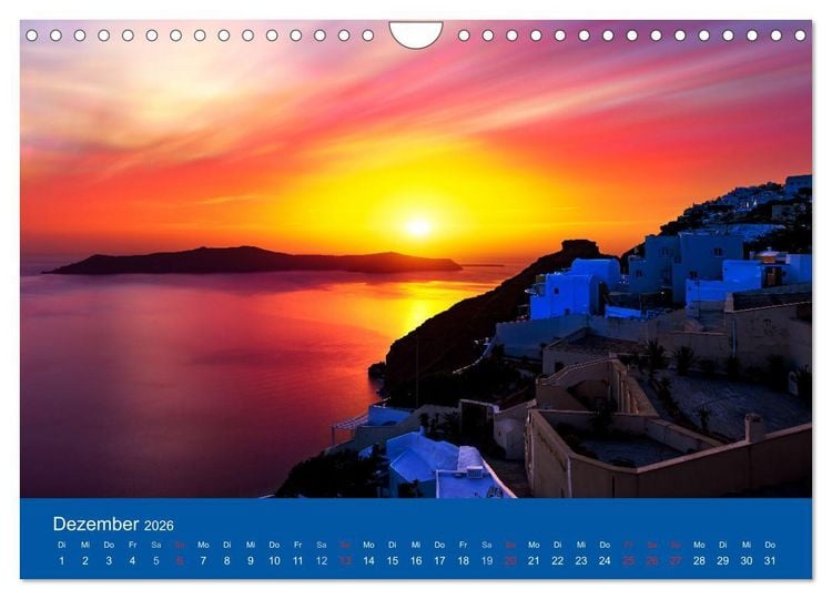 Produktbild: Santorin - eine Insel zum Tr&auml;umen (Wandkalender 2026 DIN A4 quer), CALVENDO Monatskalender