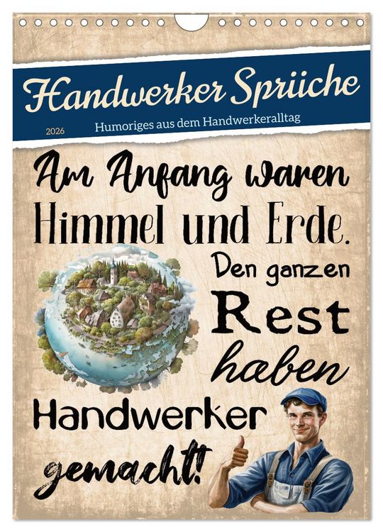 Produktbild: Handwerker Spr&uuml;che (Wandkalender 2026 DIN A4 hoch), CALVENDO Monatskalender