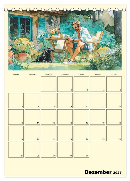 Produktbild: M&auml;nner im Garten. Entspannte Augenblicke im Gr&uuml;nen (Tischkalender 2027 DIN A5 hoch), CALVENDO Monatskalender
