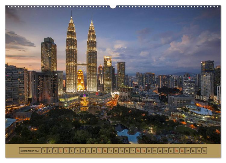 Produktbild: Metropolen - Asiens sch&ouml;nste St&auml;dte bei Nacht (Wandkalender 2027 DIN A2 quer), CALVENDO Monatskalender