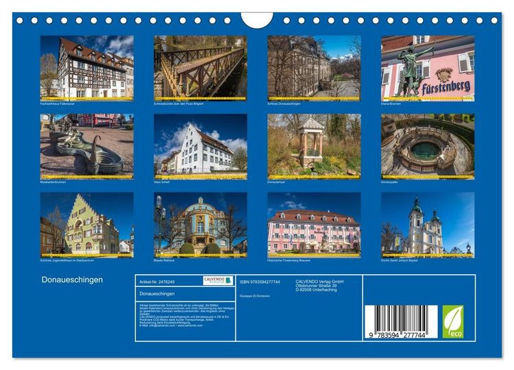 Produktbild: Donaueschingen (Wandkalender 2027 DIN A4 quer), CALVENDO Monatskalender