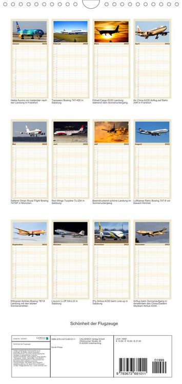 Produktbild: Familienplaner Sch&ouml;nheit der Flugzeuge (Wandkalender 2022 , 21 cm x 45 cm, hoch)