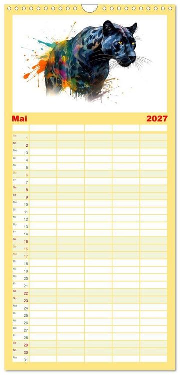 Produktbild: Familienplaner 2027 - Raubtiere voll Eleganz und Kraft mit 5 Spalten (Wandkalender, 21 x 45 cm) CALVENDO