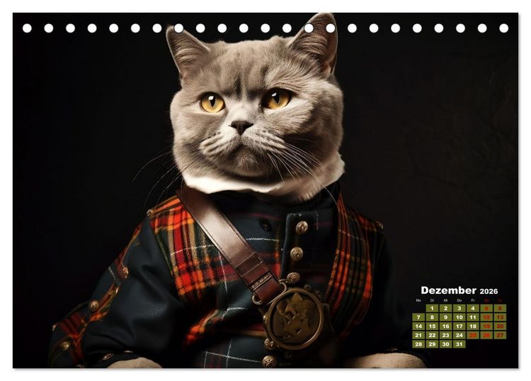 Produktbild: Schottische Katzenhelden (Tischkalender 2026 DIN A5 quer), CALVENDO Monatskalender