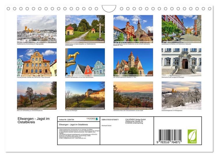 Produktbild: Ellwangen - Jagst im Ostalbkreis (Wandkalender 2027 DIN A4 quer), CALVENDO Monatskalender
