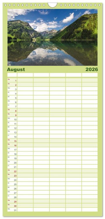 Produktbild: Familienplaner 2026 - Bergwelten mit 5 Spalten (Wandkalender, 21 x 45 cm) CALVENDO