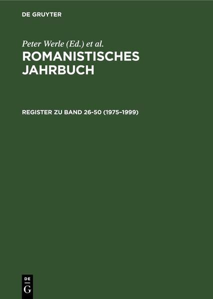 Produktbild: Romanistisches Jahrbuch / Register zu Band 26-50 (1975&ndash;1999)