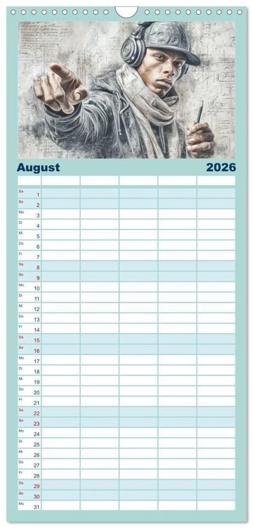 Produktbild: Familienplaner 2026 - Herzschlag in Noten mit 5 Spalten (Wandkalender, 21 x 45 cm) CALVENDO