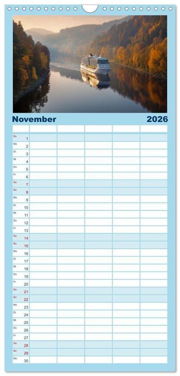 Produktbild: Familienplaner 2026 - Kreuzfahrtschiffe Kalender - Kreuzfahrten und Giganten der Meere mit 5 Spalten (Wandkalender, 21 x 45 cm) CALVENDO
