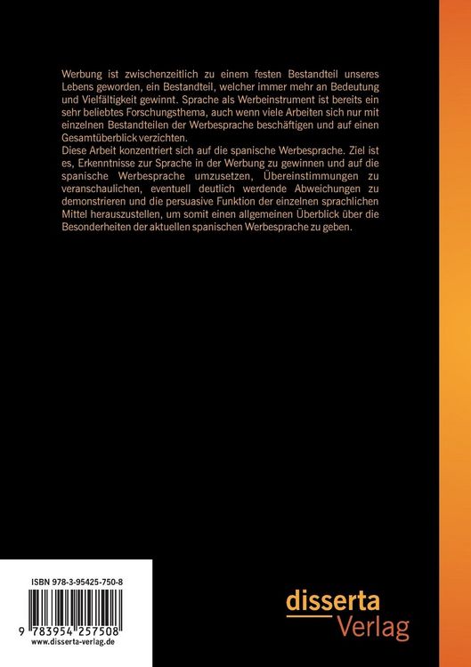 Produktbild: Sprache in der Werbung. Eine linguistische Untersuchung von Werbeanzeigen in spanischen Printmedien