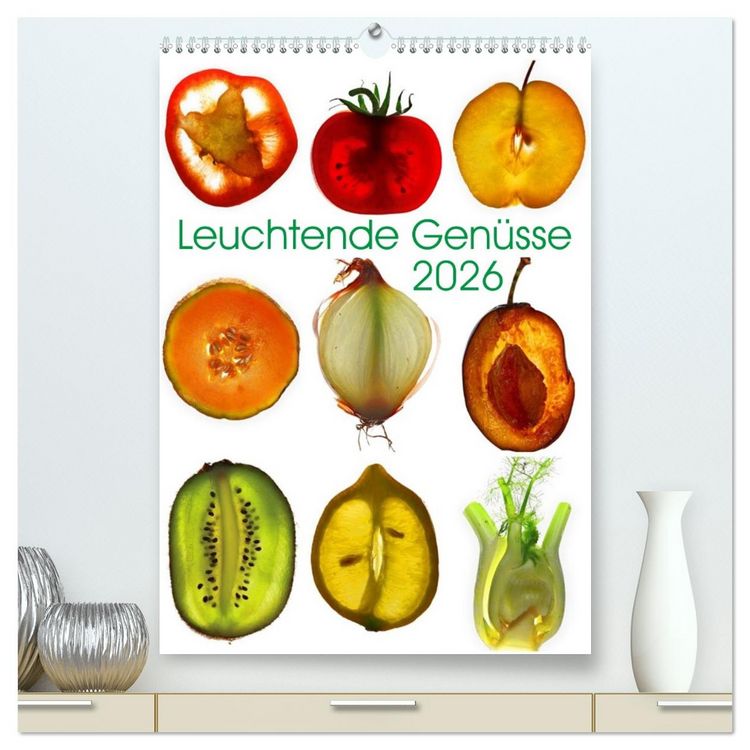 Produktbild: Leuchtende Gen&uuml;sse (hochwertiger Premium Wandkalender 2026 DIN A2 hoch), Kunstdruck in Hochglanz