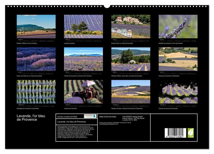 Produktbild: Lavande, l'or bleu de Provence (Calendrier mural 2026 DIN A2 vertical) calendrier de bureau