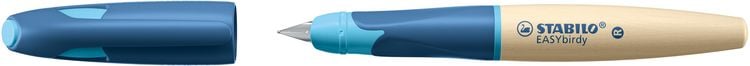Produktbild: STABILO Schulf&uuml;ller ergonomisch f&uuml;r Rechtsh&auml;nder mit Anf&auml;nger-Feder A -   EASYbirdy Timber in blau - inkl. Patrone