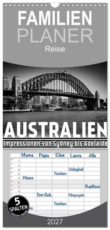 Produktbild: Familienplaner 2027 - AUSTRALIEN Impressionen von Sydney bis Adelaide mit 5 Spalten (Wandkalender, 21 x 45 cm) CALVENDO