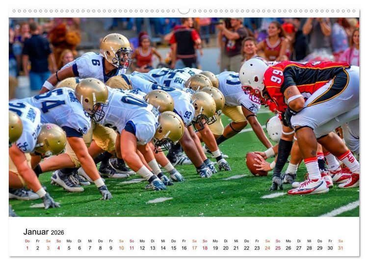 Produktbild: American Football - Touchdown durchs Jahr (hochwertiger Premium Wandkalender 2026 DIN A2 quer), Kunstdruck in Hochglanz