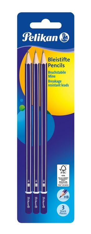 Produktbild: Pelikan Bleistift HB, Sechskant, Blau, 3er Set