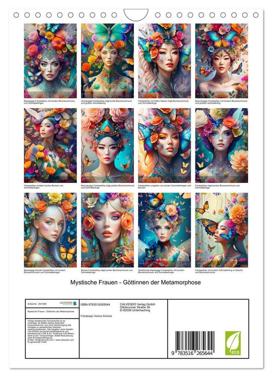 Produktbild: Mystische Frauen - G&ouml;ttinnen der Metamorphose (Wandkalender 2026 DIN A4 hoch), CALVENDO Monatskalender