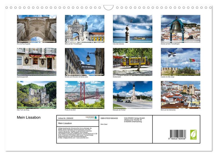 Produktbild: Mein Lissabon (Wandkalender 2026 DIN A3 quer), CALVENDO Monatskalender